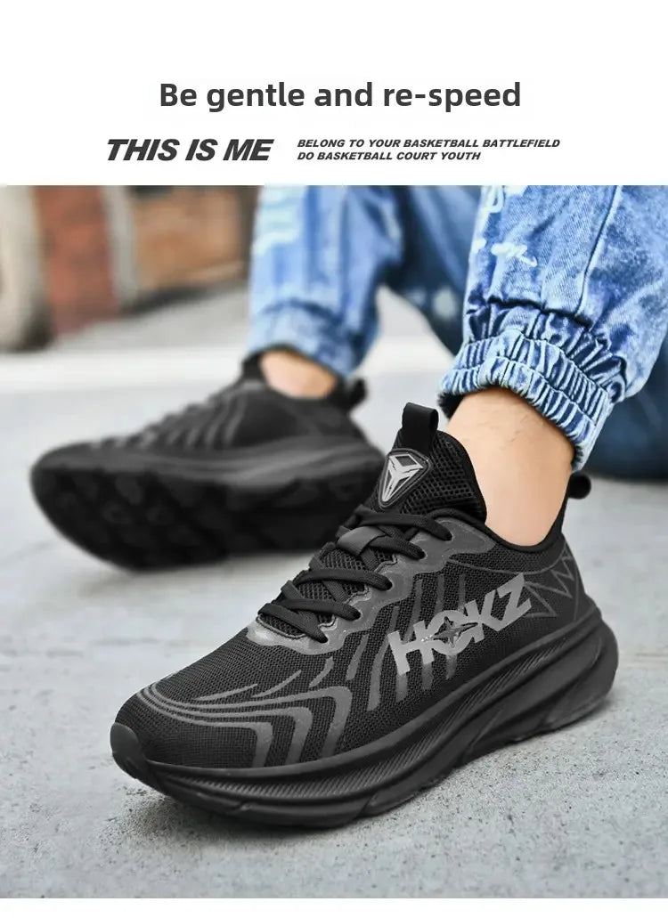 Men’s Breathable Mesh Running Shoes with Thick Soft Sole – High-Quality Outdoor Sports Sneakers