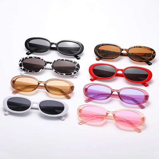 RBB 8-Piece Small Oval Vintage Sunglasses Set for Women – Retro UV400 Classic Shades