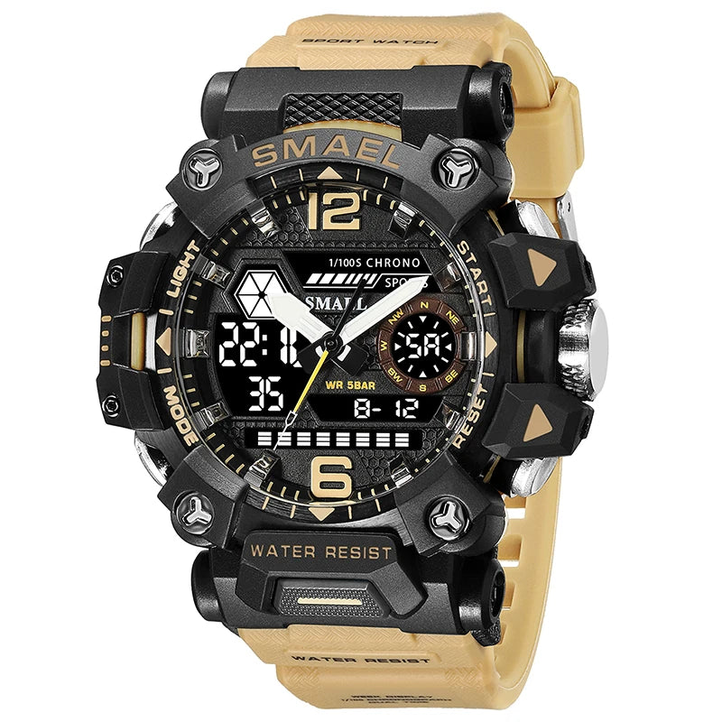 RBB Men’s Digital Sports Watch – 50M Waterproof, Dual Display, LED Quartz