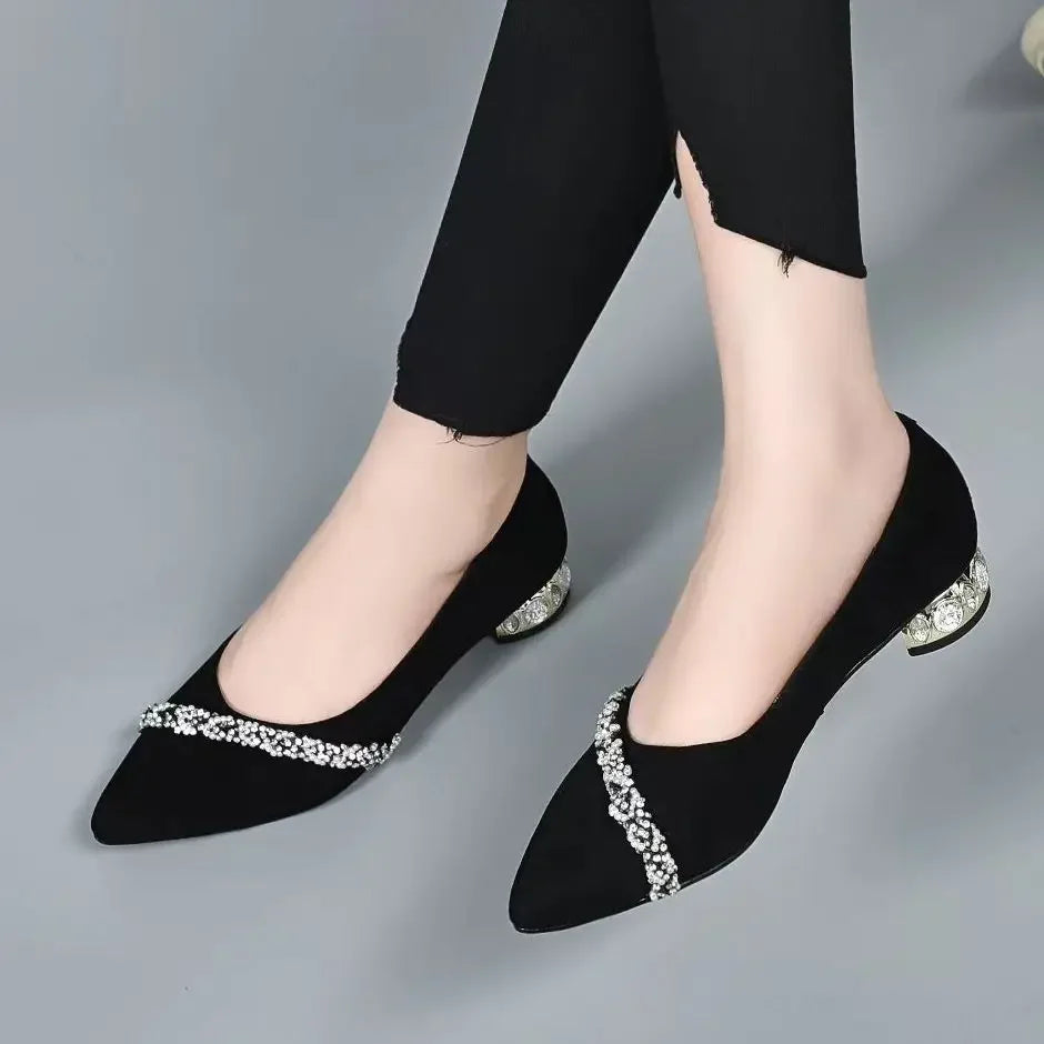 RBB Luxe Block Heels – Elegant Pointed Toe Chunky Pumps for Office & Everyday Chic