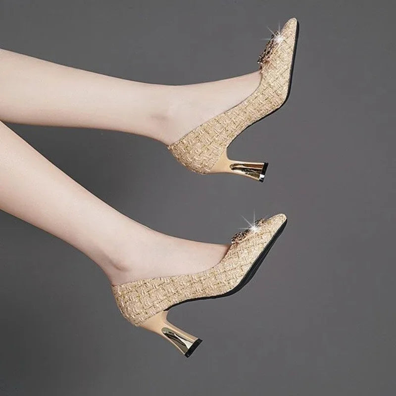 RBB Diamond Rhinestone High Heel Pumps – Women’s Formal Pointed Toe, Size 39