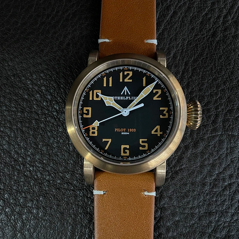 RBB 40mm Men's Bronze Pilot Quartz Wristwatch – 20ATM Waterproof, Luminous, Sapphire