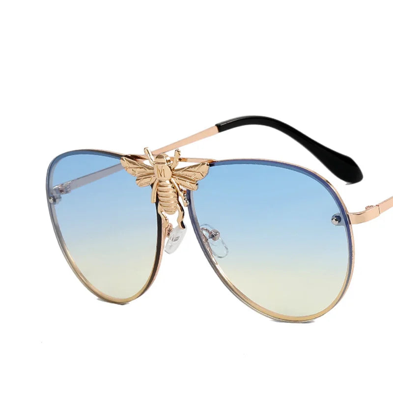 RBB Luxury Classic Bee Vintage Pilot Sunglasses — Stylish retro design with gradient, anti-reflective lenses. Unisex and UV400 protected for everyday wear.