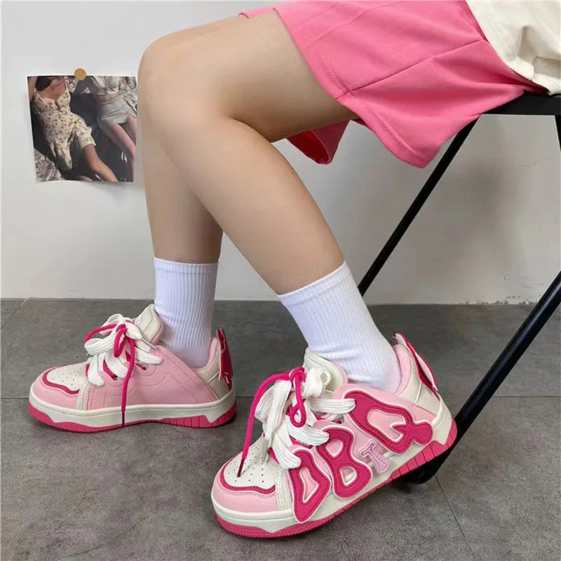 Kawaii Pink Sneakers – Cute & Wear-Resistant Women’s Shoes