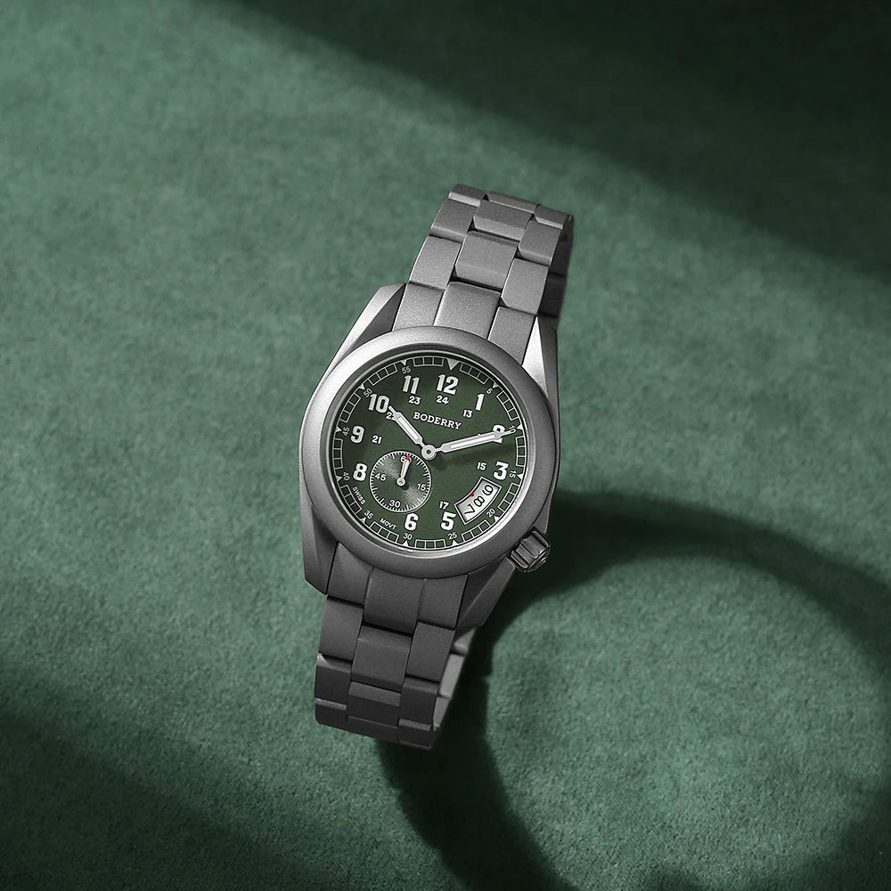 RBB Voyager 38 Titanium Field Quartz Watch – 100M Waterproof, Military Sport, Luminous Business Wristwatch