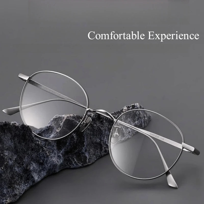 RBB Retro Round Pure Titanium Optical Eyeglasses – Ultra-light Wide-rimmed Frame for Men & Women