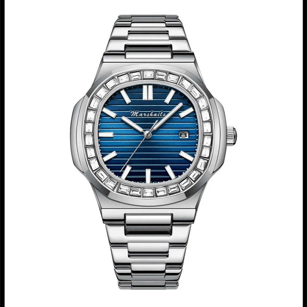 RBB Men's Luxury Business Sports Watch 2024 – Shell Hollow Design Quartz Steel Wristwatch