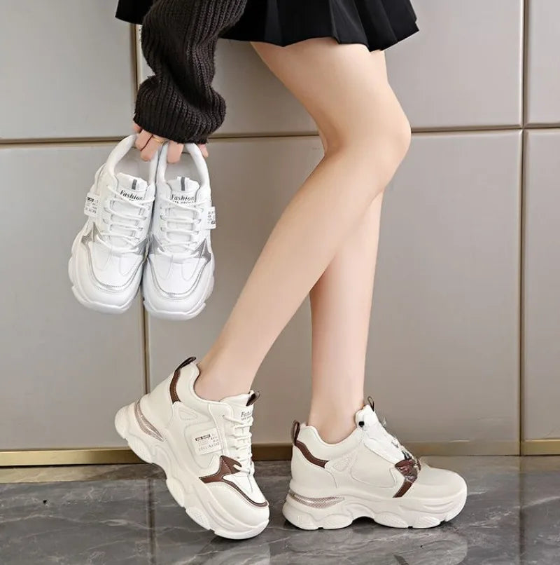 Women’s White Sport Sneakers – Thick Sole, Ultra-Light Platform, Casual & Running Shoes (Spring/Autumn 2025)