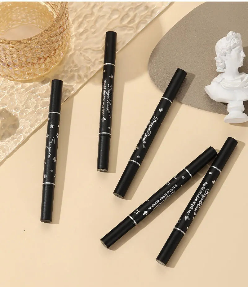 Double-Head Star Seal Eyeliner – Waterproof, Non-Smudge, Embellished Plum Eye Tail for Beginners