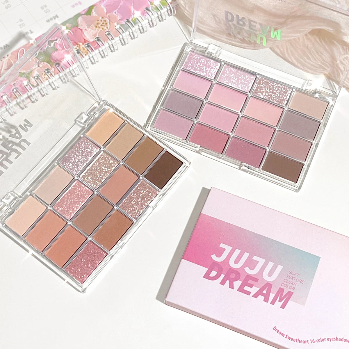 16-Color Eyeshadow Palette – Pearlescent Matte Shades for Natural Daily Makeup