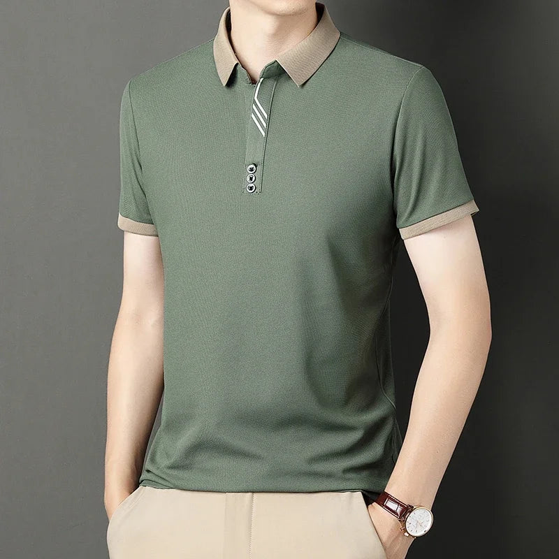 RBB Men's Solid Color Casual Short Sleeve Polo Shirt – Summer Comfortable Top for Business & Leisure