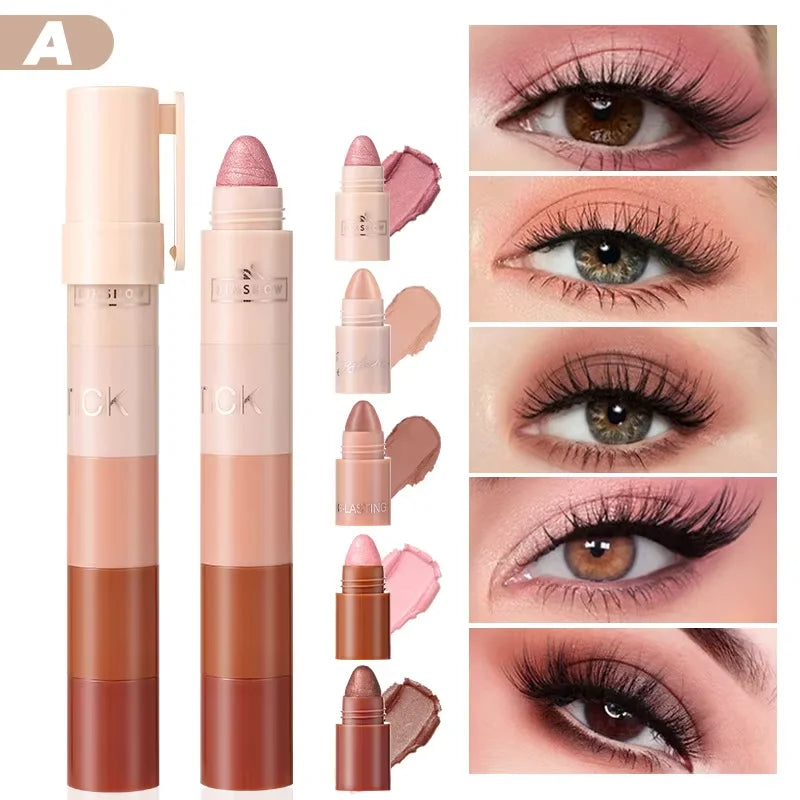 5-Color Matte & Pearlescent Eyeshadow Stick – Waterproof, Anti-Smudging & Portable