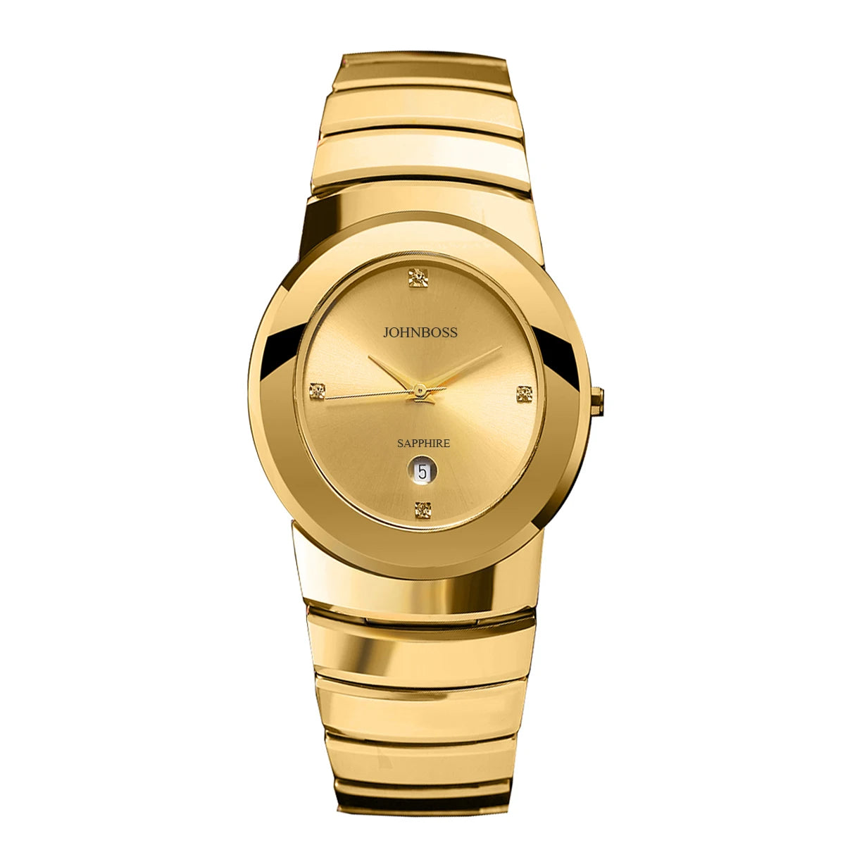 RBB Men's Oval Gold Tungsten Steel Watch – Swiss Quartz Movement, Sapphire Glass, Diamond Markers