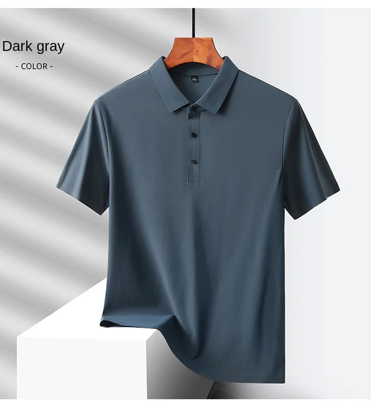 Men's Summer Quick-Dry Ice Silk Short Sleeve T-Shirt — Lightweight Nylon Fabric, Middle-Aged Casual Dad Tee