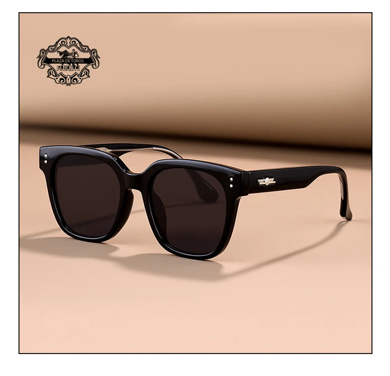 RBB Polarized Rivet Square Sunglasses – Unisex Green Lenses Designer Eyewear 2025