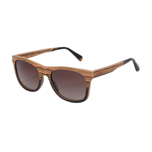 RBB Polarized Wood Frame Sunglasses – Unisex Square Ebony Shades for Biking & Outdoor Wear