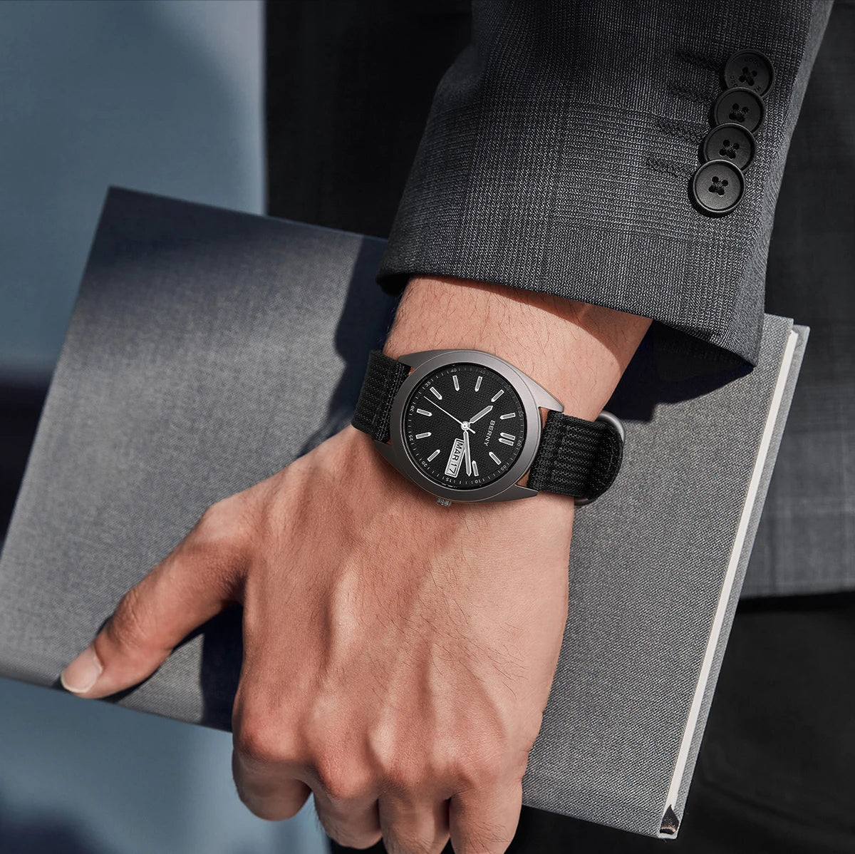 RBB Titanium Men’s Quartz Watch – Date & Week Calendar, Sapphire Crystal, Super Luminous, 38mm, 10ATM Waterproof