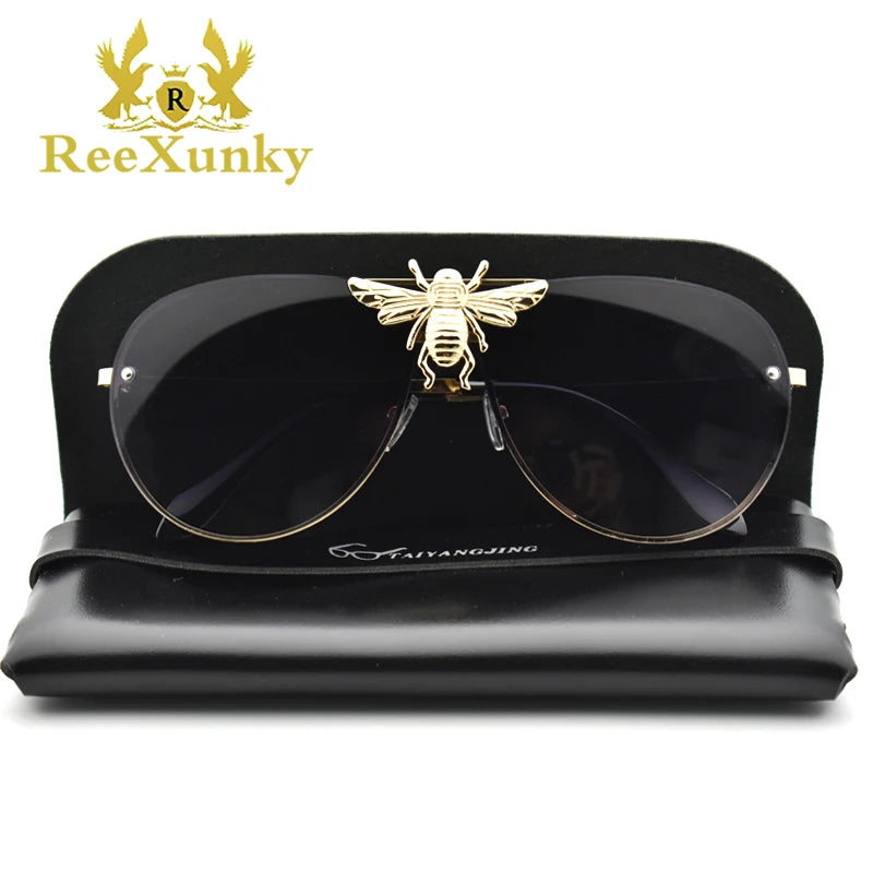 RBB Luxury Classic Bee Vintage Pilot Sunglasses — Stylish retro design with gradient, anti-reflective lenses. Unisex and UV400 protected for everyday wear.