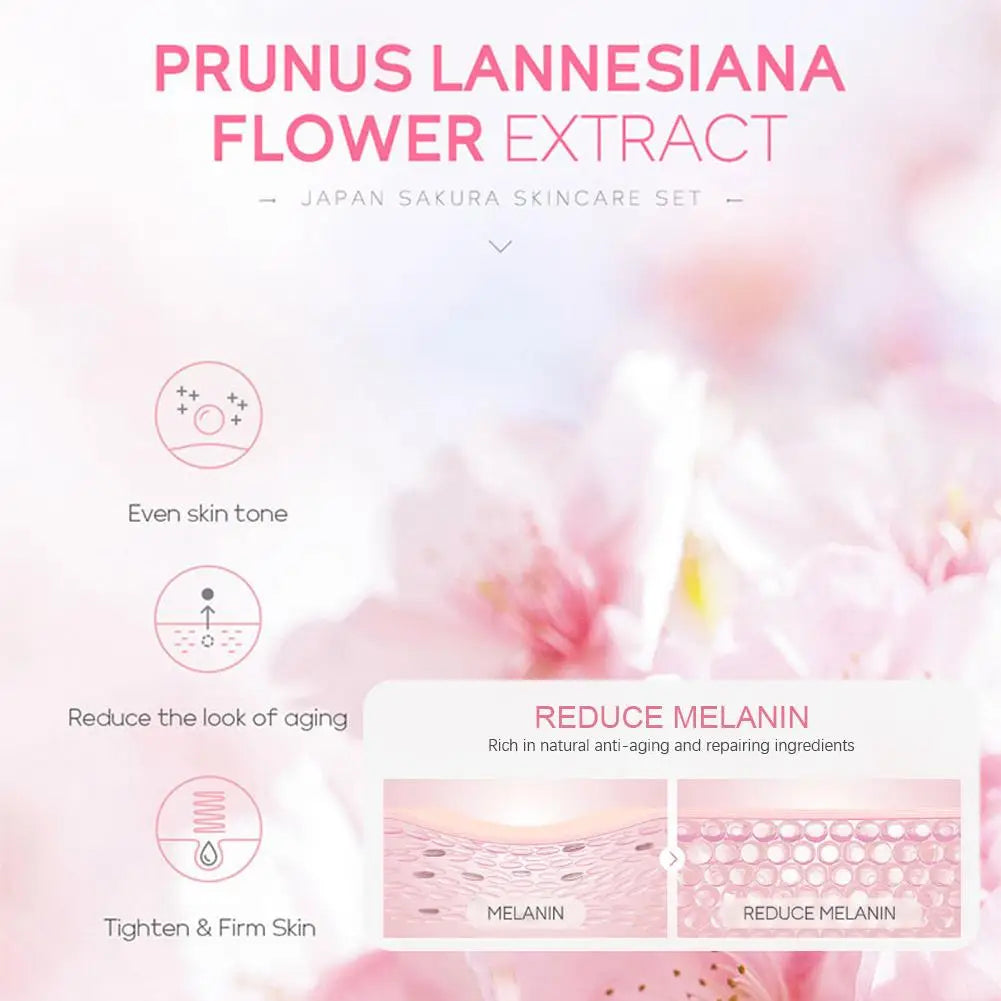 Sakura Skincare Set – 3/5-Piece Face Care Kit with Toner, Serum, Cream & More