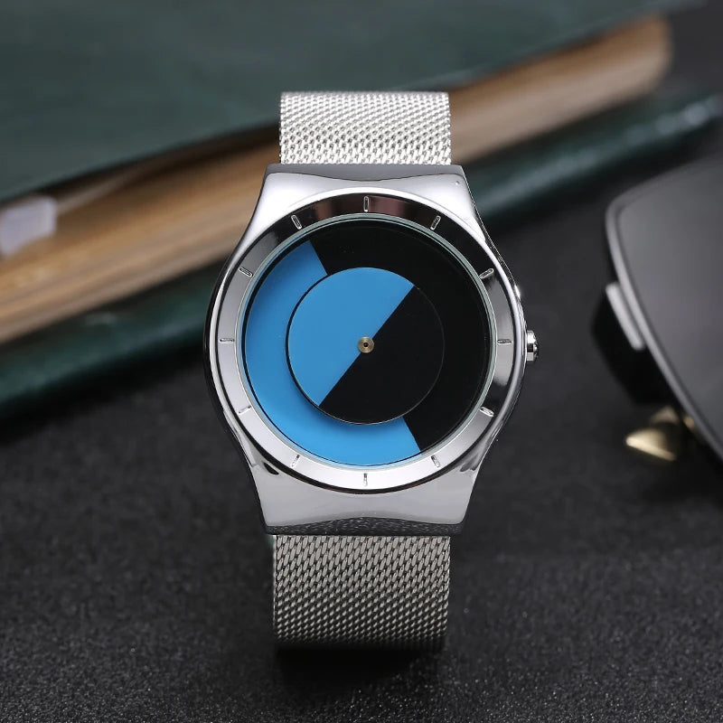 RBB Minimalist Unisex Quartz Watch – Conceptual Dial & Simple Design for Men & Women