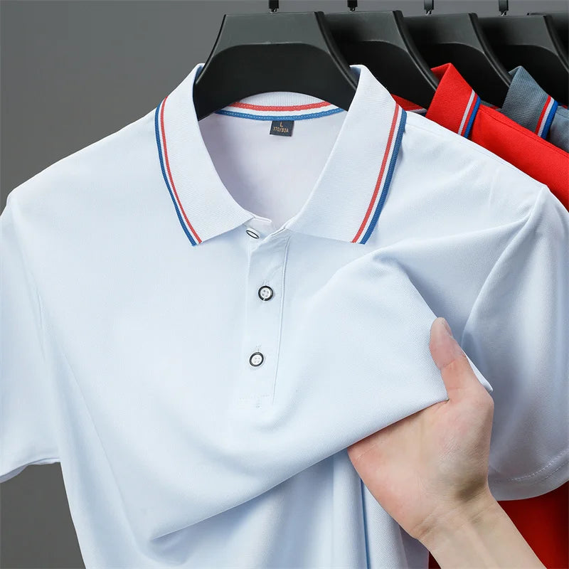 RBB 2025 Men’s Casual Solid Color Polo Shirt – Short Sleeve, Summer Fashionable & Comfortable Versatile Top
