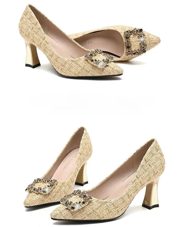 RBB Diamond Rhinestone High Heel Pumps – Women’s Formal Pointed Toe, Size 39