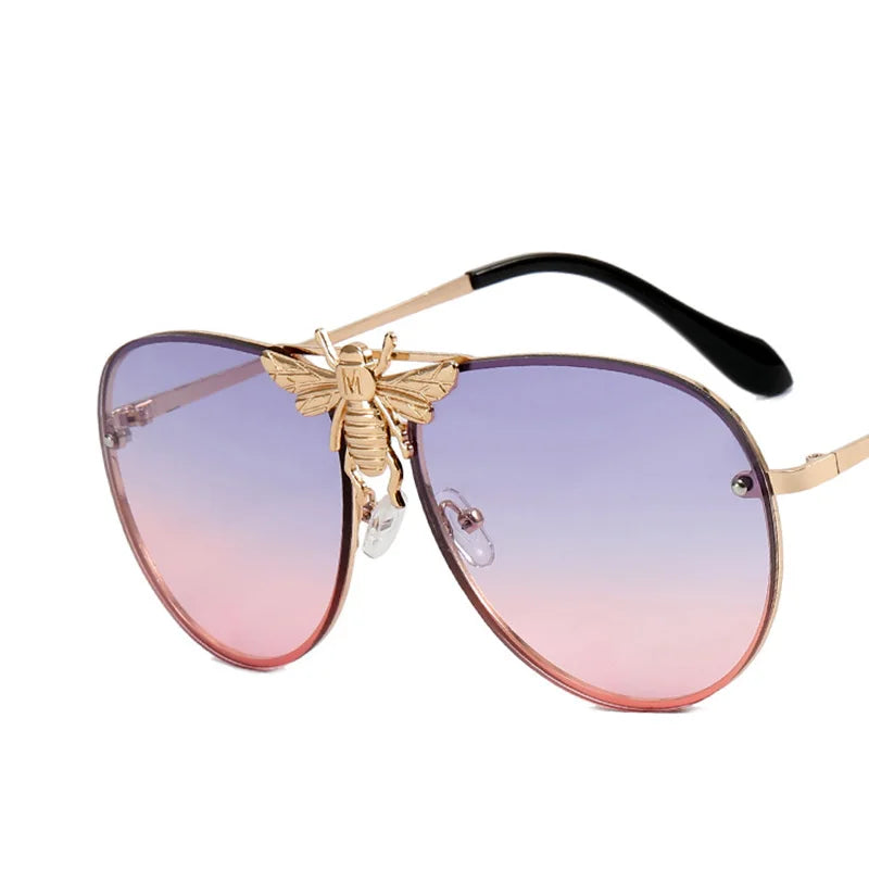 RBB Luxury Classic Bee Vintage Pilot Sunglasses — Stylish retro design with gradient, anti-reflective lenses. Unisex and UV400 protected for everyday wear.