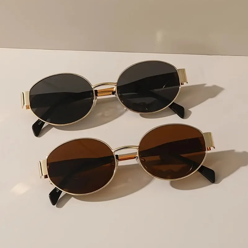RBB Oval Metal Frame Sunglasses – 2 Pairs Unisex Fashion Eyewear for Daily Wear & Trendy Photography