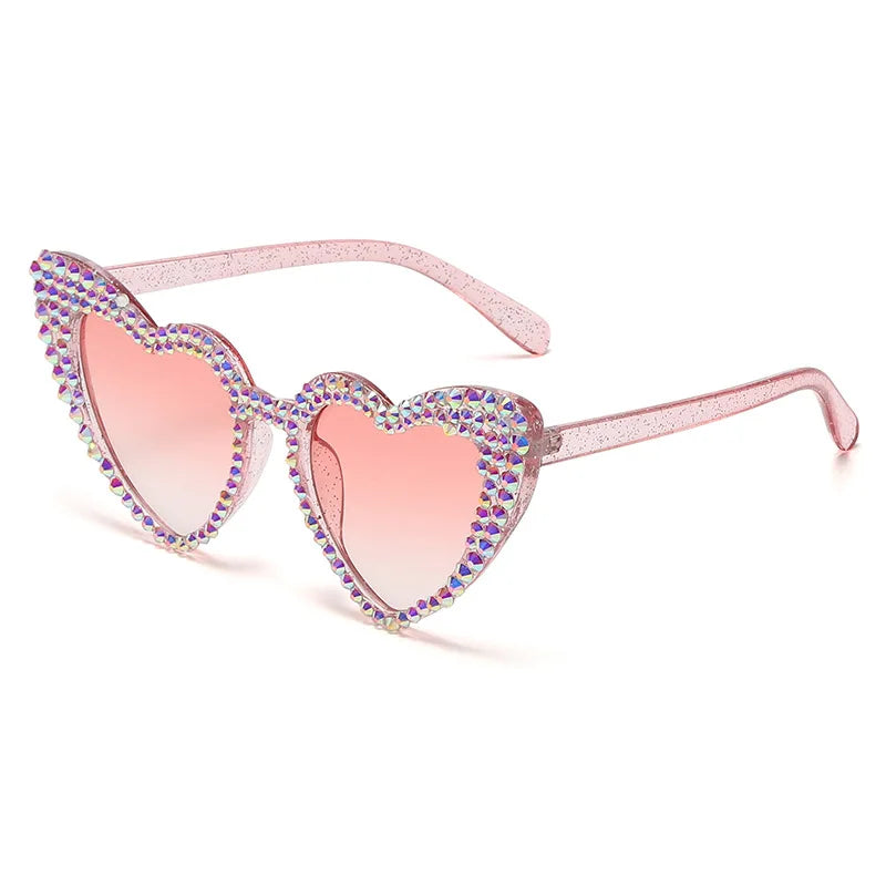 RBB Luxury Diamond Frame Heart Shape Sunglasses – Large UV400 Protection for Women