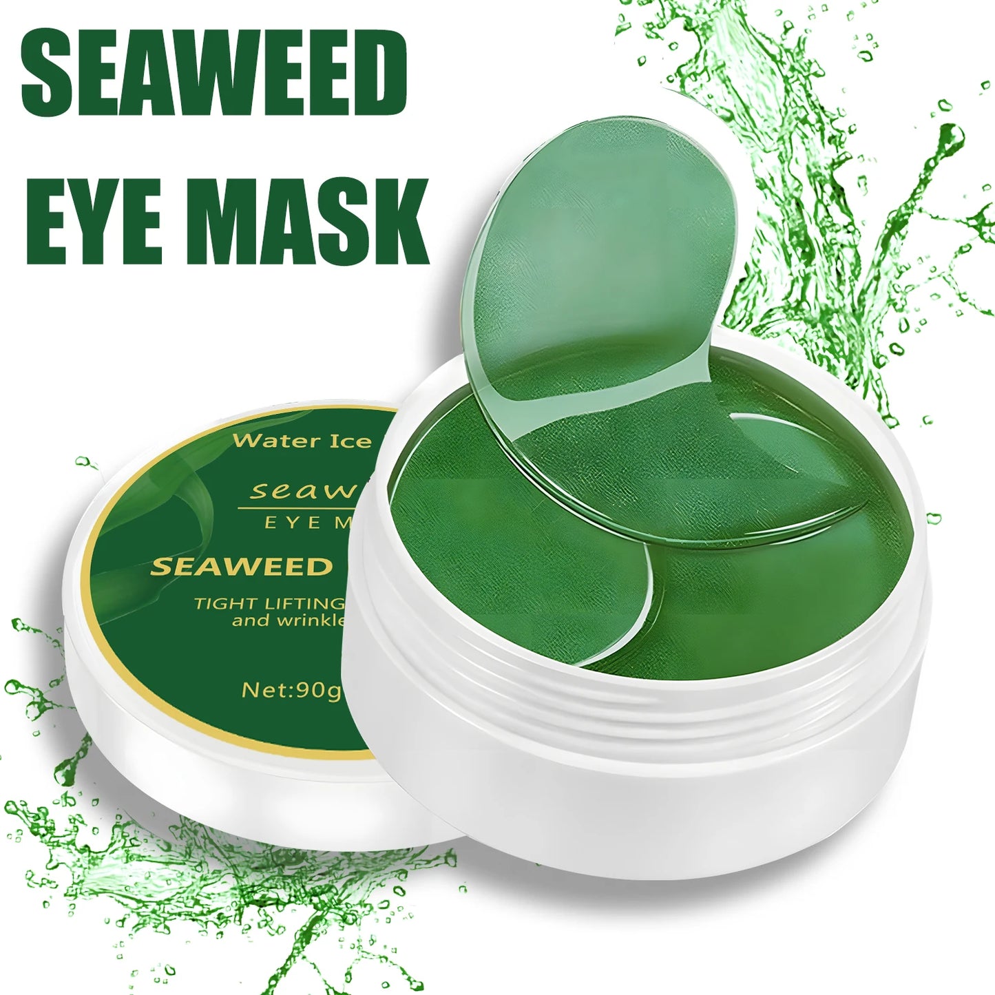 60pcs Seaweed Hyaluronic Acid Eye Masks – Dark Circle Removal & Collagen Eye Patches