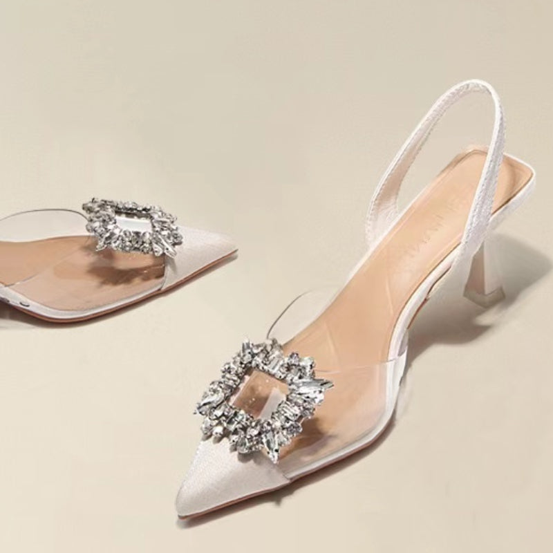 RBB Spring & Autumn Crystal Transparent Pointed Toe Women’s High Heels