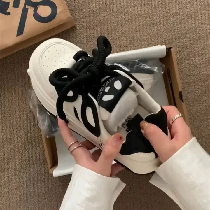 Women’s PU Leather Platform Sneakers – Thick Sole, Anti-Slip Casual Flats (2025)