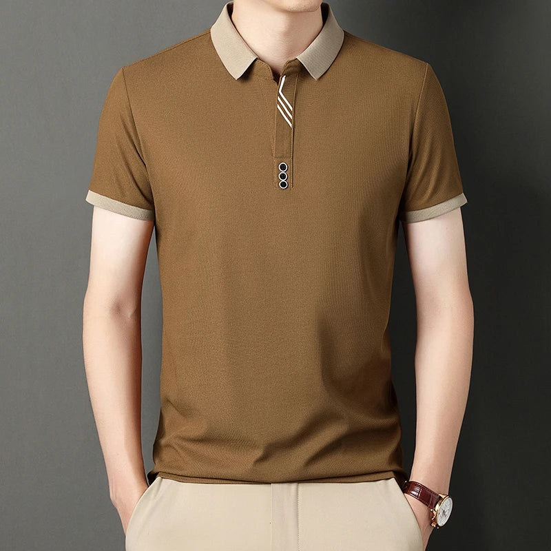 RBB Men's Solid Color Casual Short Sleeve Polo Shirt – Summer Comfortable Top for Business & Leisure