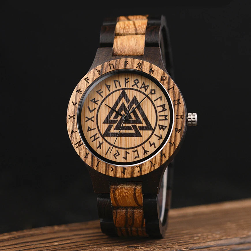 RBB Viking Wooden Wristwatch for Men – Vintage Style with Quartz Movement | Customizable