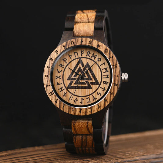RBB Viking Wooden Wristwatch for Men – Vintage Style with Quartz Movement | Customizable