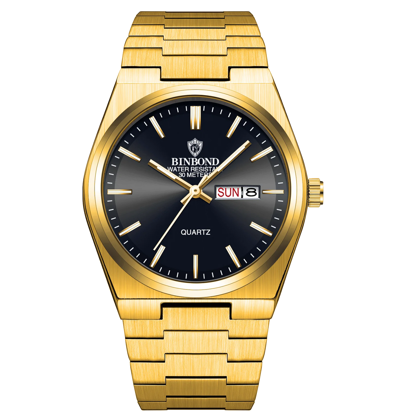 RBB Luxury Men’s Quartz Watch – Stainless Steel, Date & Week Display, Waterproof, Luminous