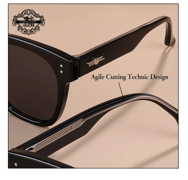 RBB Polarized Rivet Square Sunglasses – Unisex Green Lenses Designer Eyewear 2025