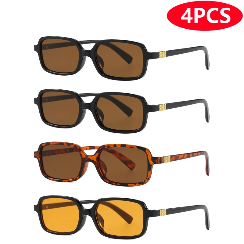 RBB Small Square Sunglasses Set (4pcs/6pcs) – Minimalist Retro UV400 Eyewear for Women & Men