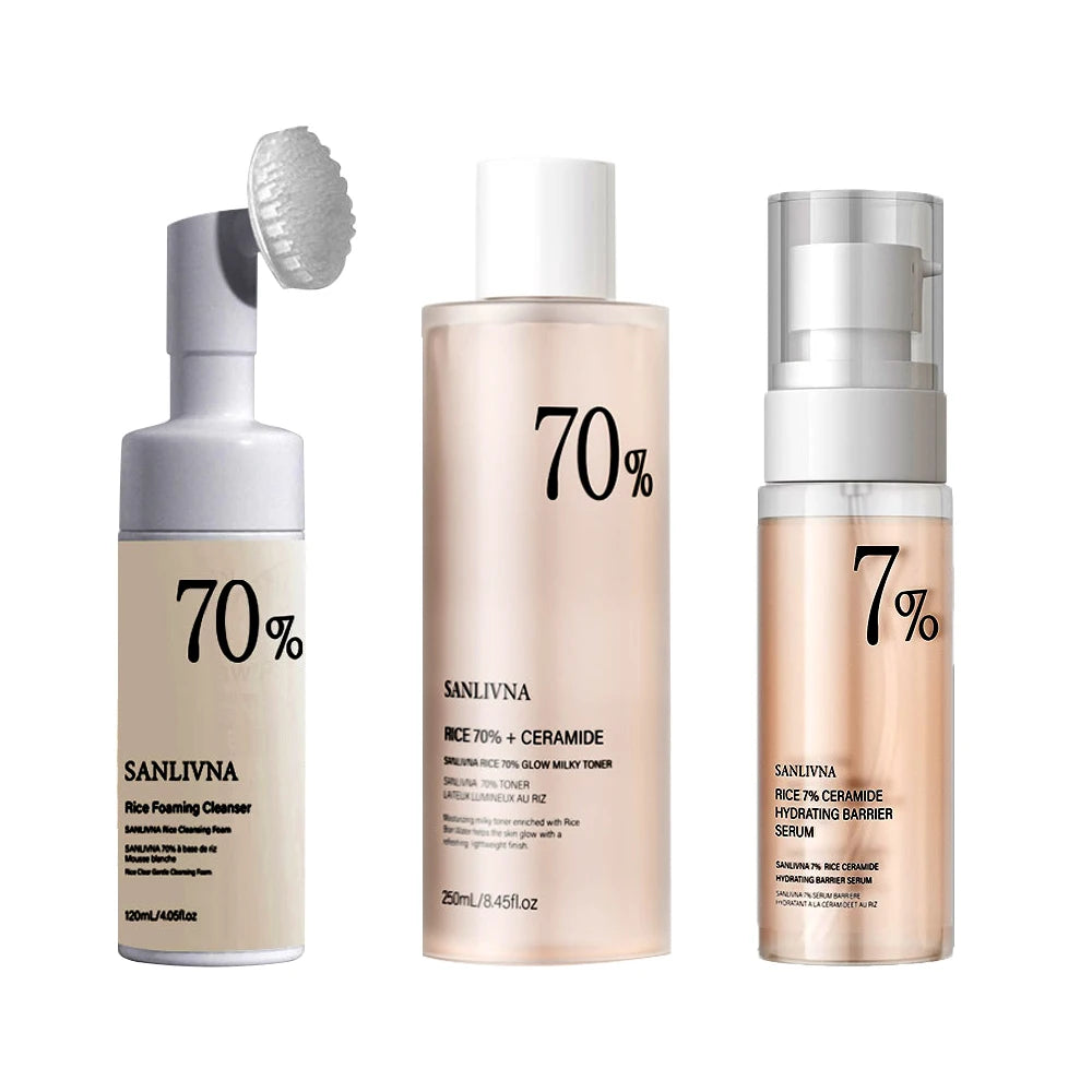 Rice Extract Skincare Set – Toner, Niacinamide Serum & Cleansing Foam