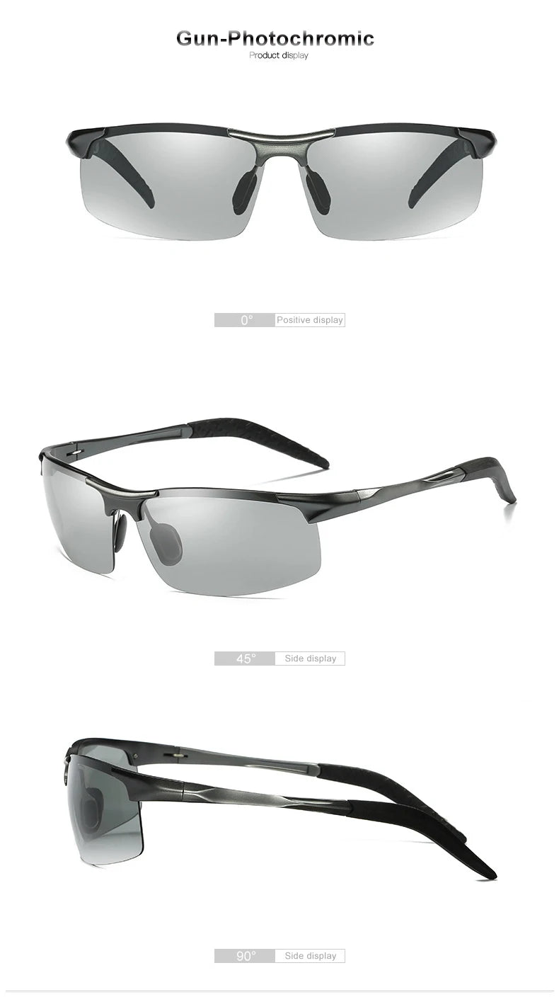 RBB Rimless Aluminium Outdoor Sport Sunglasses – Photochromic Polarized UV Protection for Men