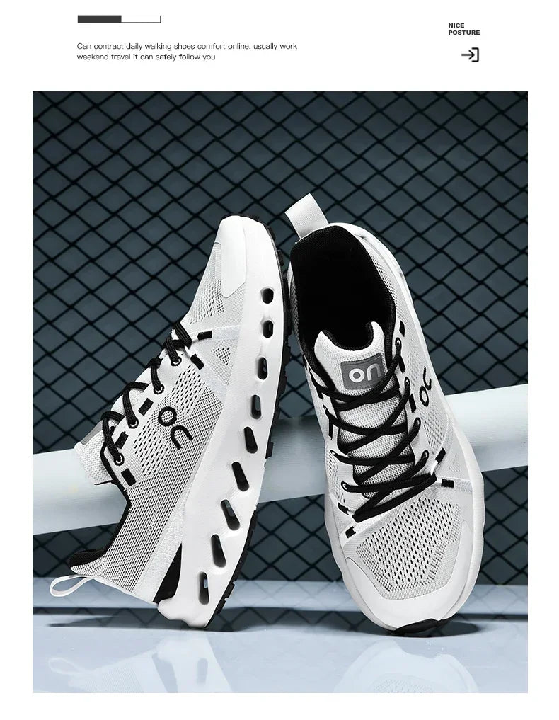 Men’s White Trainers — Casual Tennis & Running Sneakers, Athletic Gym Shoes for Marathon & Jogging