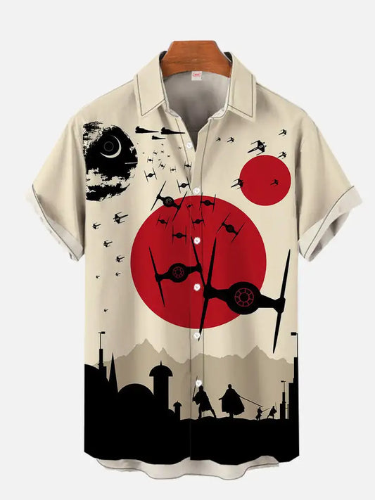 RBB Men’s Japanese Art Style Aircraft Print Short Sleeve Shirt – Casual Hawaiian 2024