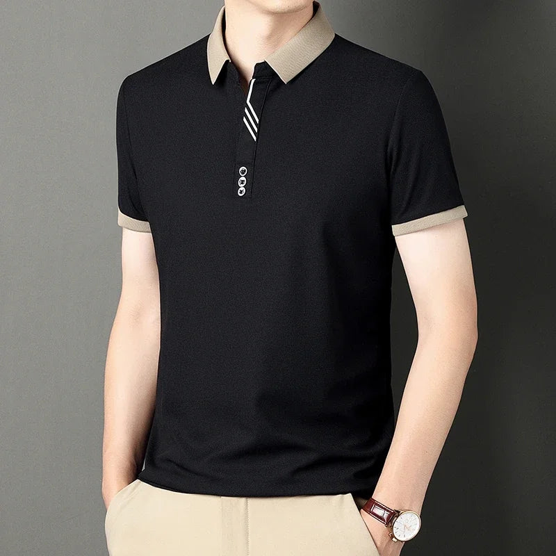 RBB Men's Solid Color Casual Short Sleeve Polo Shirt – Summer Comfortable Top for Business & Leisure