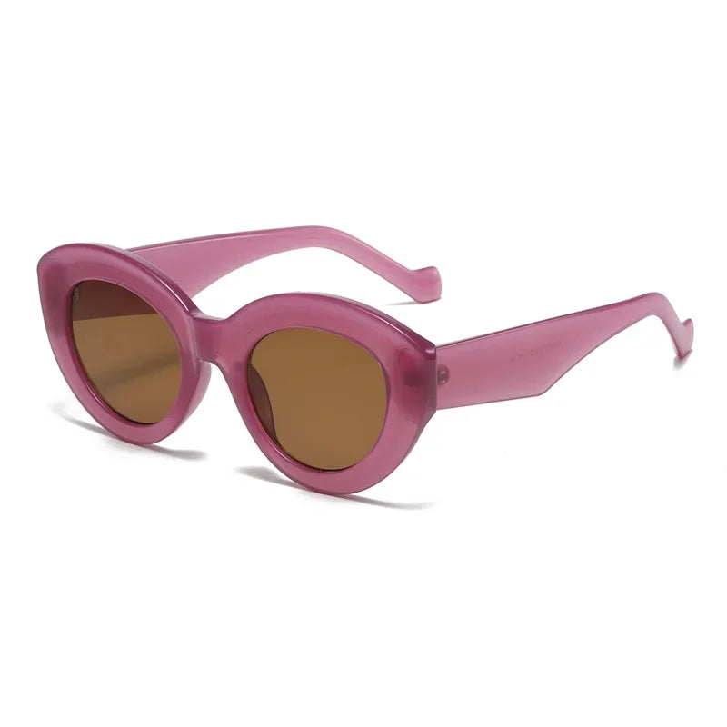 RBB Oversized Cat Eye Sunglasses – Green Striped Retro UV400 Shades