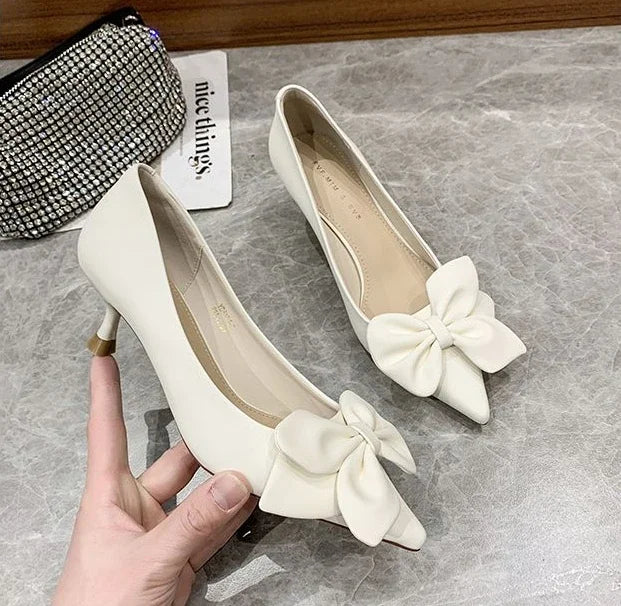 RBB With Heel Sexy Shoes for Women Moccasins Black Y2K Vacation Summer 2025 Chic and Elegant High Quality Slip-On Pumps - Size 39