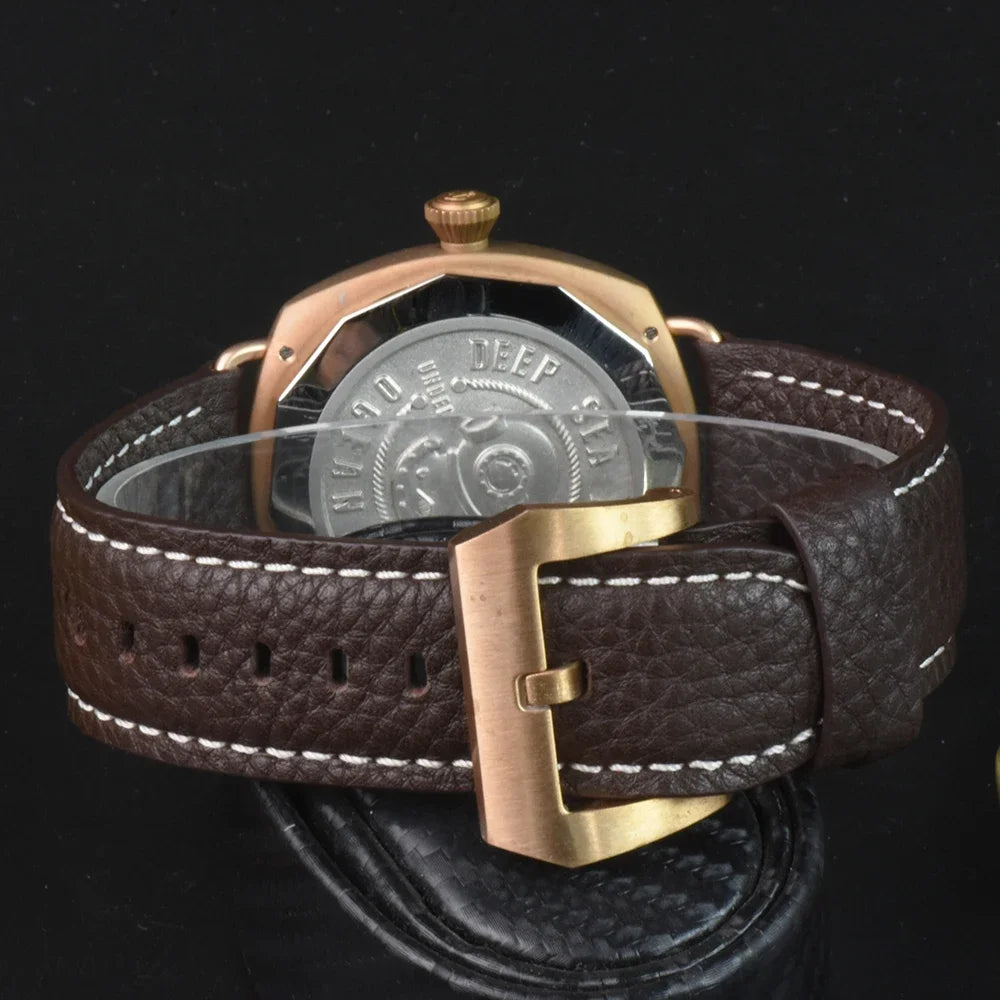 RBB Solid Bronze Men's Quartz Watch – Ronda 502 Movement, Sapphire Crystal, 20ATM Waterproof, Minimalist 2-Hand Design