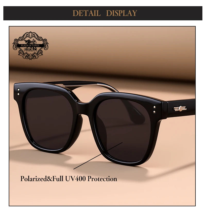 RBB Polarized Rivet Square Sunglasses – Unisex Green Lenses Designer Eyewear 2025