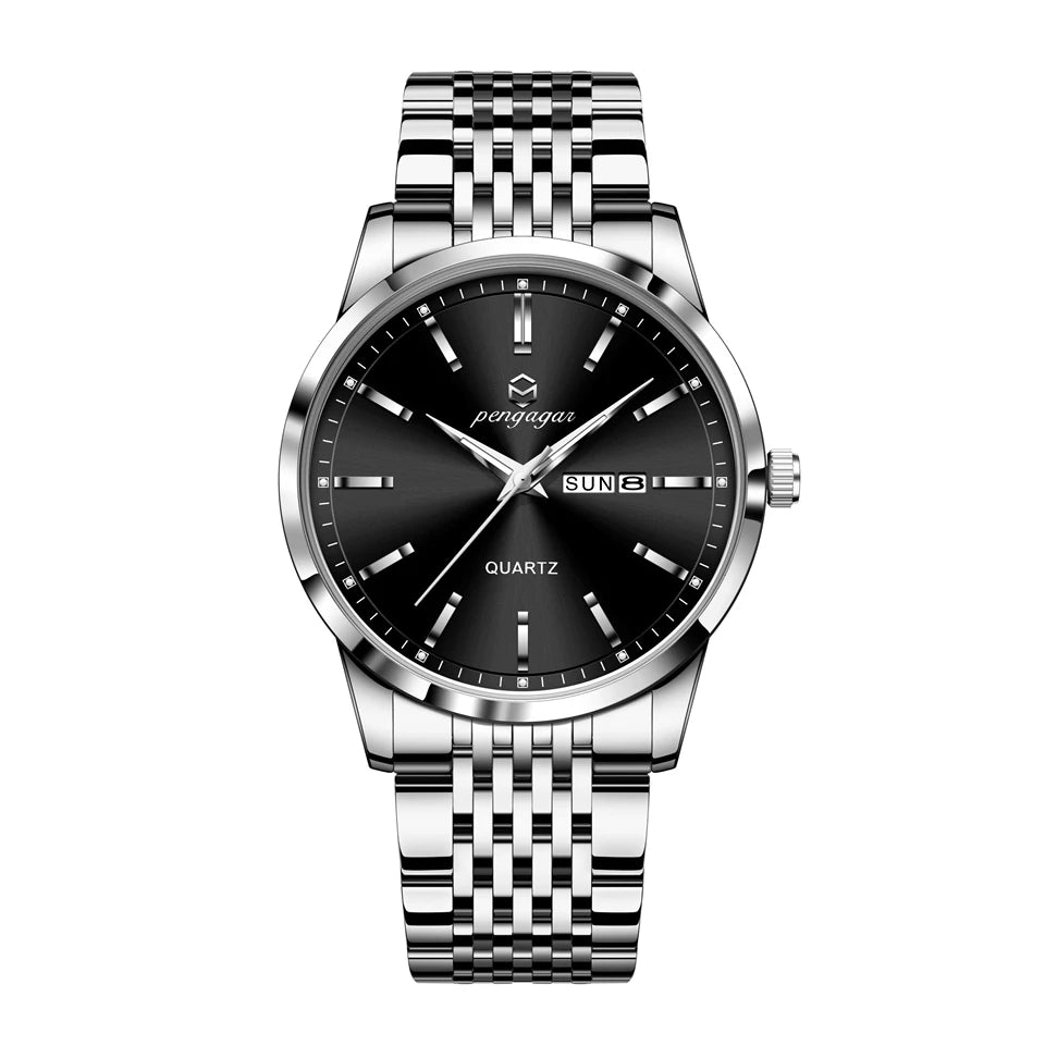 RBB 2025 New Luxury Men's Quartz Watch – Stainless Steel, Waterproof, Luminous, Date Display, 43mm