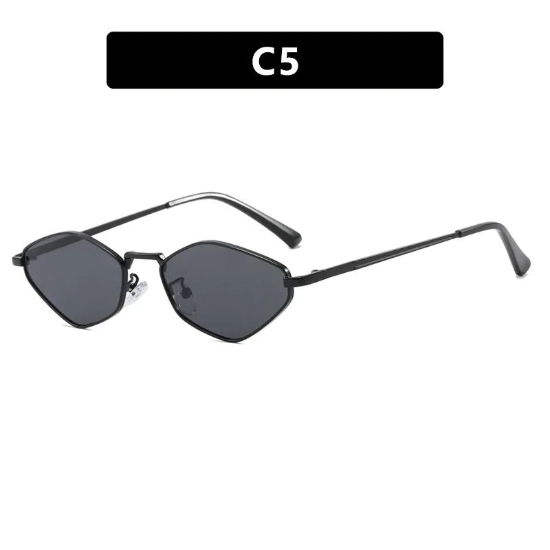 RBB Diamond Polygon Metal Sunglasses for Women | 2025 Minimalist Small Frame Fashion Shades