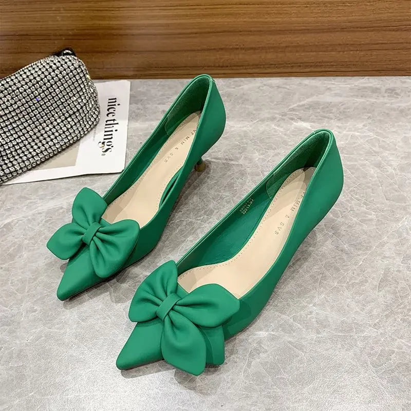 RBB With Heel Sexy Shoes for Women Moccasins Black Y2K Vacation Summer 2025 Chic and Elegant High Quality Slip-On Pumps - Size 39